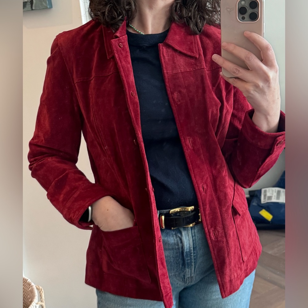 Burgundy Real Suede Jacket and Tank Set